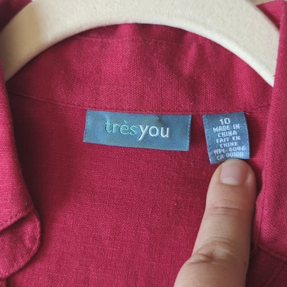 Womens Button Up Linen Tank Top Blouse Sz 10 - Picture 3 of 5